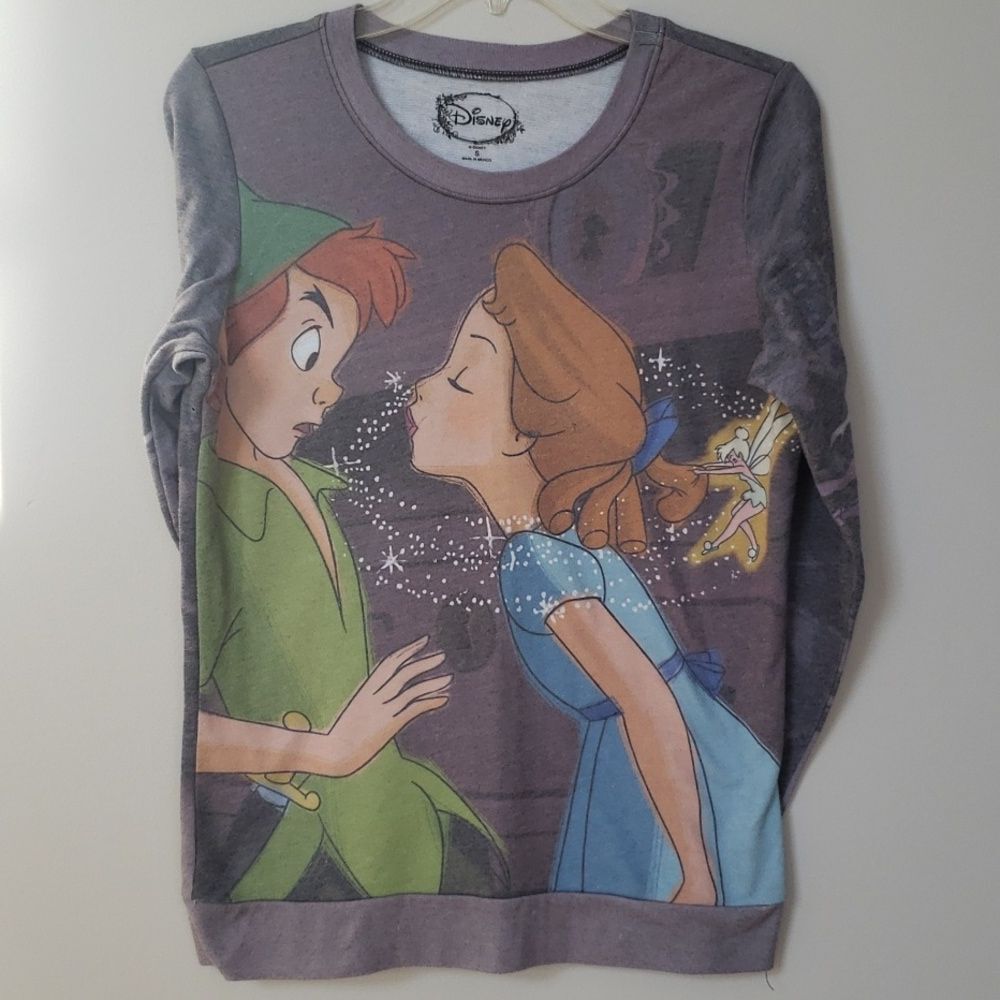 Disney VTG Peter Pan Wendy Tinkerbell Shirt Womens Small Long Sleeve Fleece